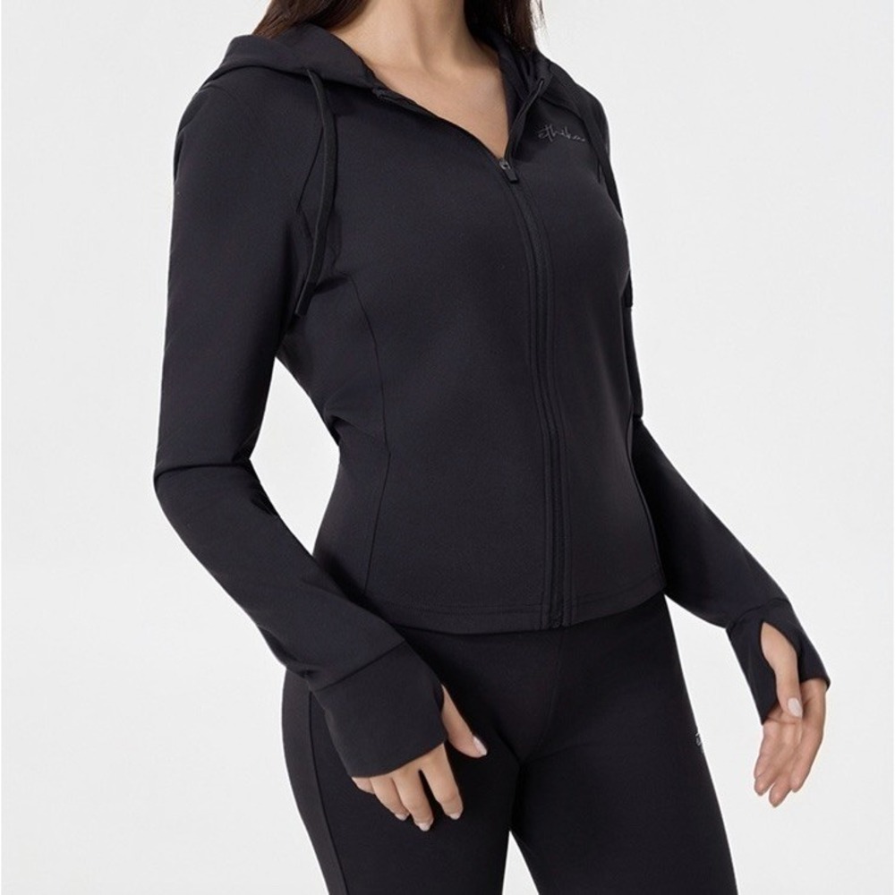 Ethika Hoodie‎ Women's M Full Zip Hoodie Sweatshirt Glide Onyx Black Fitted